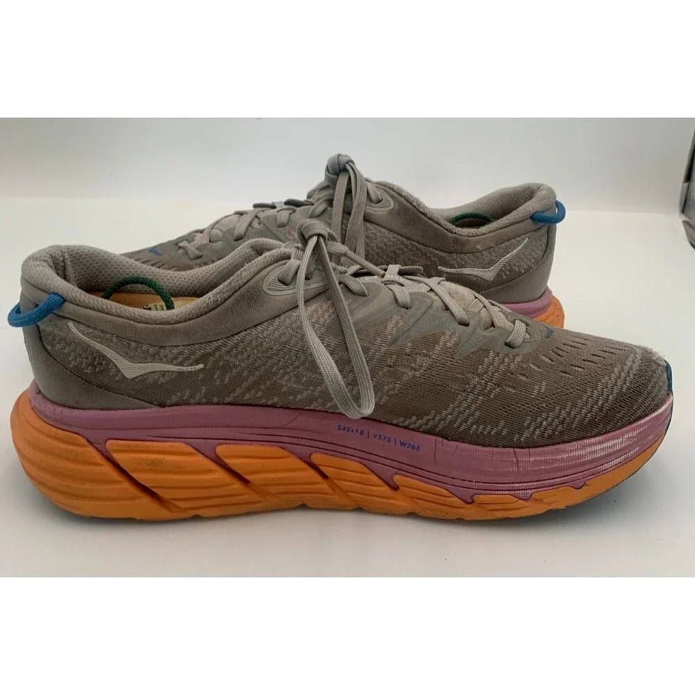 Hoka One One Womens Gaviota 4 Gray Orange WhiteRunning Shoes Sneakers Size 9.5B